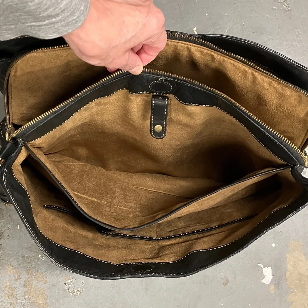 Liz Claiborne Black Leather Briefcase Laptop Bag